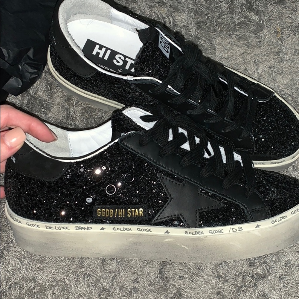 Golden Goose Hi star sneakers in black glitter